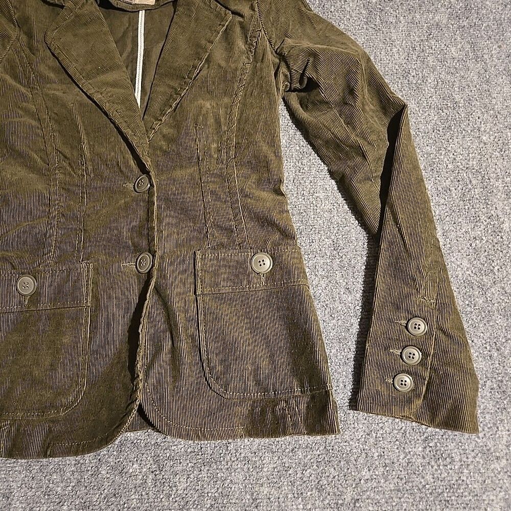 BITTEN Sarah Jessica Parker Corduroy Blazer Jacket Womens XS Green 2-Button - Picture 3 of 10